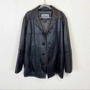Wilson's Leather Black Leather Vintage Coat With Zip Out Thinsulate Liner